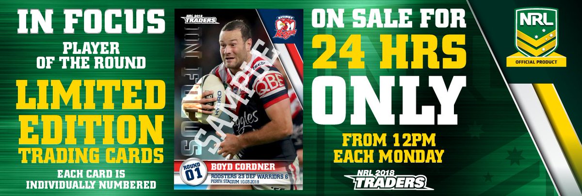 NRL TRADERS IN FOCUS: In 2018, TLA is excited to announce the launch of the all new 'Player In Focus' limited edition cards. For all information about these new cards, please check out the Blog on our website: nrlgamecards.com/blog/
