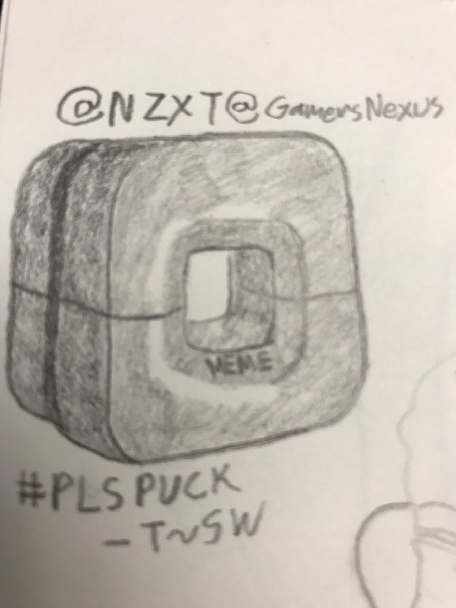 THE_SUPERWEIRDO's tweet photo. @NZXT @GamersNexus When you’re having art block but also want a puck #PLSPUCK
(Forgive me, my drawing skills aren’t refined enough to capture the pure essence of Steve’s glorious hair and the magnificent puck) https://t.co/IphJ4dRQ23
