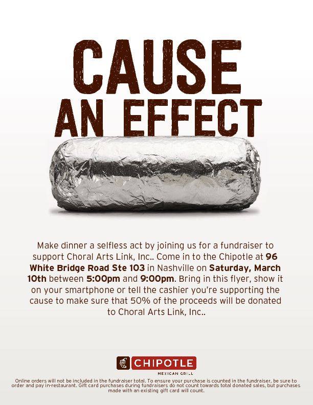 METSingers's tweet photo. Make dinner plans with CAL! Join us this Saturday at Chipotle Mexican Grill and bring this flyer or mention Choral Arts Link to the cashier and half of your purchase will be donated to CAL. Come get some Salsa with a side of song. Give the gift of singing.
#CAL20 #Chipotle https://t.co/YaBPuYIxvi