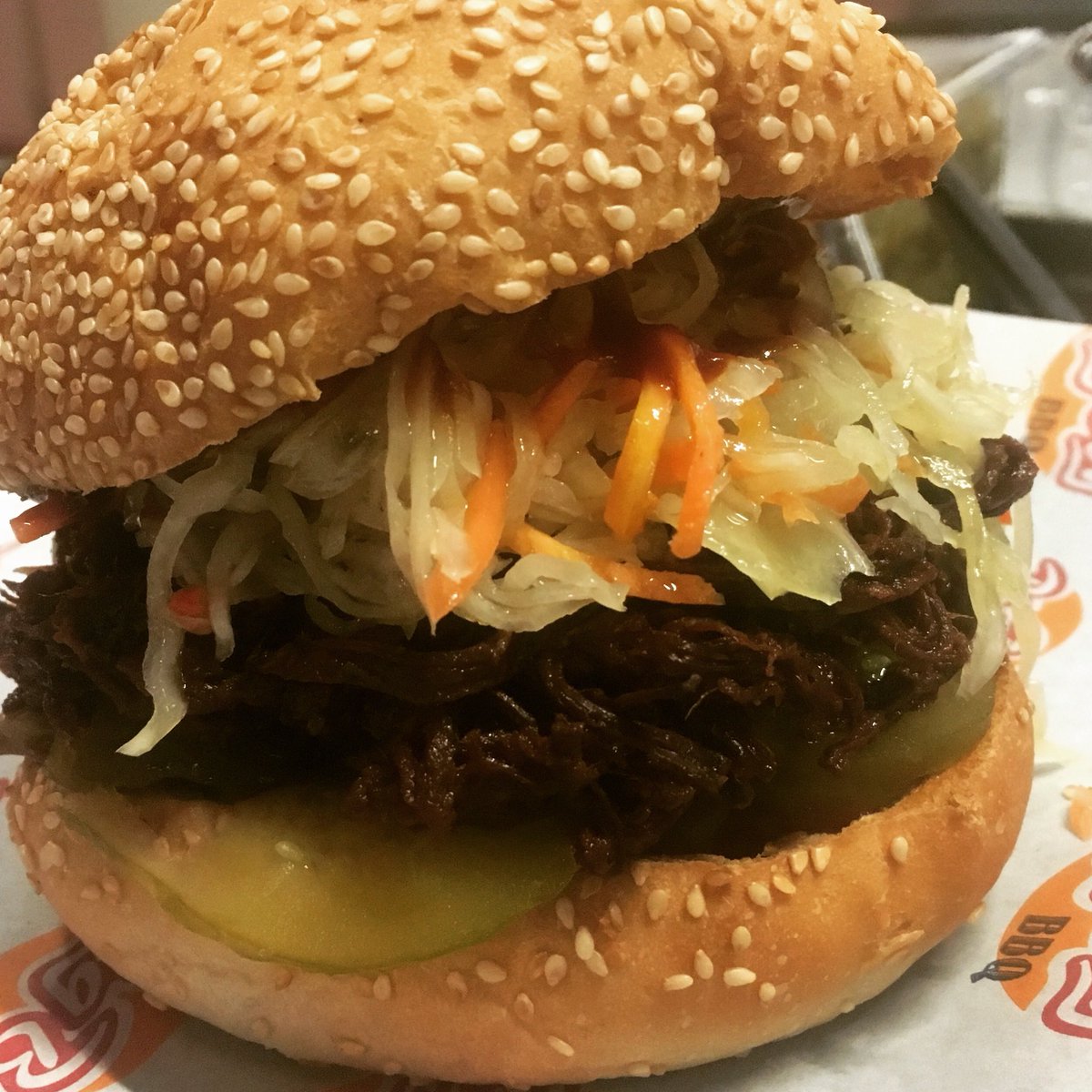 BigBoyBarbeque's tweet image. Pulled brisket, pickles and slaw - Dorothy sandwich we love you #bbqbrisket #pulledbrisket #bigboybbqsauces