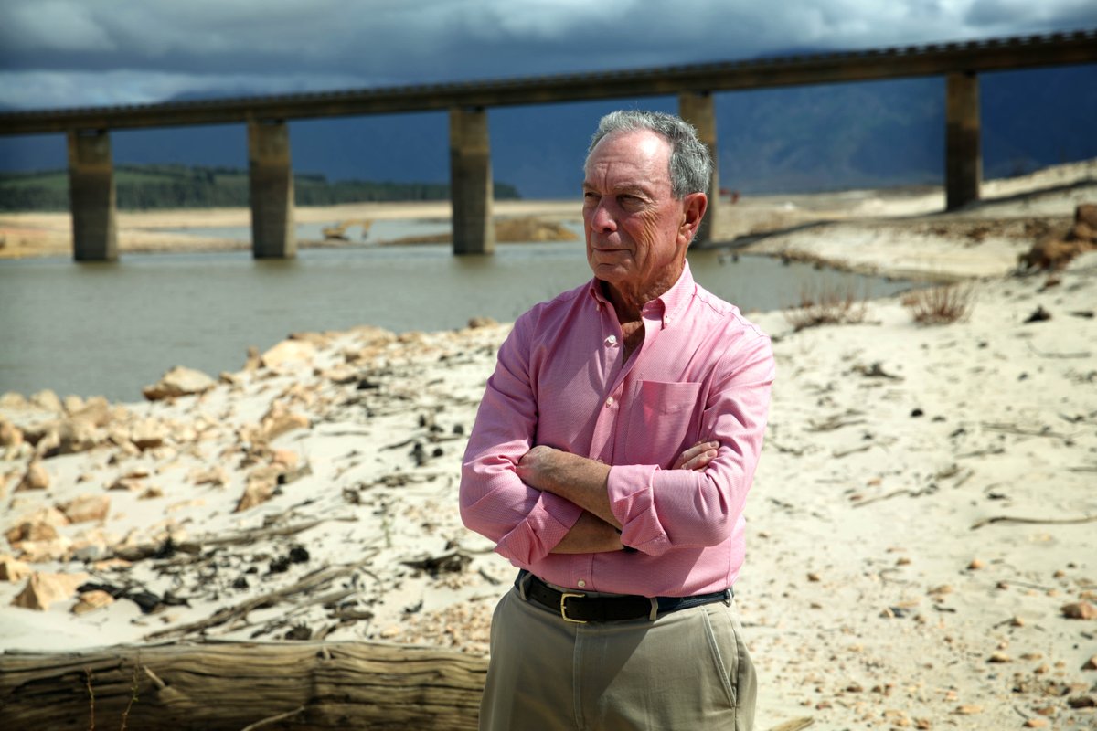 The extreme drought in Cape Town should be a wake-up call for all those who oppose bold action on climate change. I visited Theewaterskloof Dam to help raise awareness of the crisis and the need for all cities &amp; countries to do more. mikebloom.bg/2oYsZH8