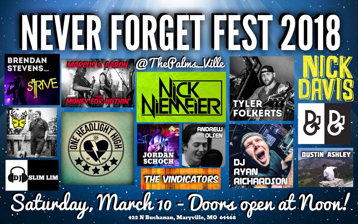 JordanSchoch22's tweet photo. 3 more days until #NeverForgetFest
Can't wait to be back in town to perform @ThePalms_Ville 
Going to be an awesome event https://t.co/j3lWuypuxv