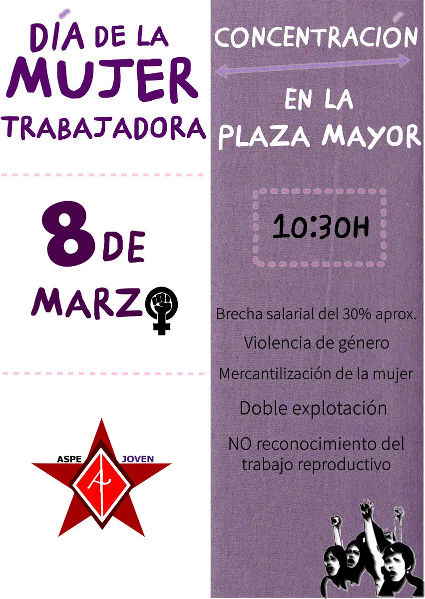 Mañana participa en la Huelga Feminista! Todo el mundo a la huelga! A las 10:30 manifestación en la plaza del Ayuntamiento✊