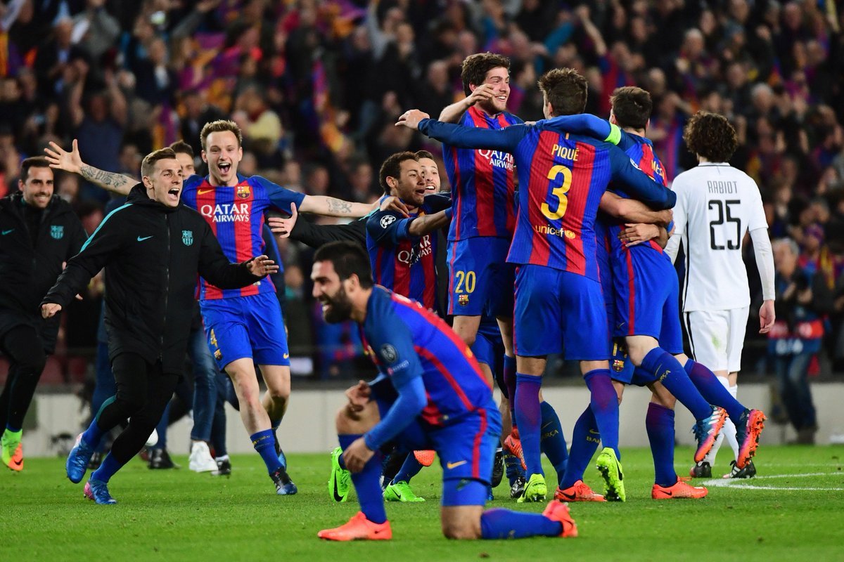 ActuFoot_'s tweet photo. Il y a un an, le FC Barcelone réalisait l'un des exploits du siècle en éliminant le PSG en huitièmes de finale de la LDC (6-1) après s'être incliné 4-0 à l'aller. https://t.co/FGST9CBCff