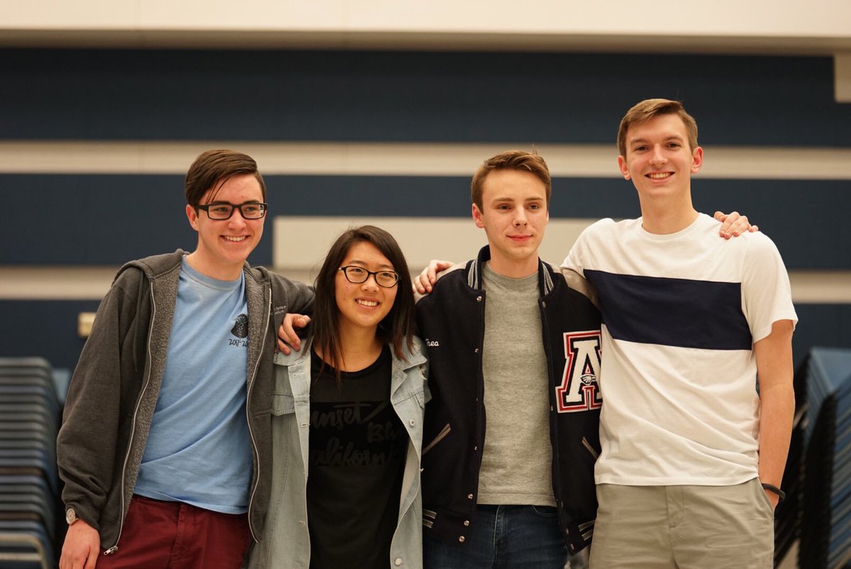 AllenBand's tweet photo. Please congratulate our new drum majors!   ❤️🎶❤️                                              Zach Bynum
Brandon Rodenbusch
Jenny Ahn
Theo Destain https://t.co/LhDj7qWhKc