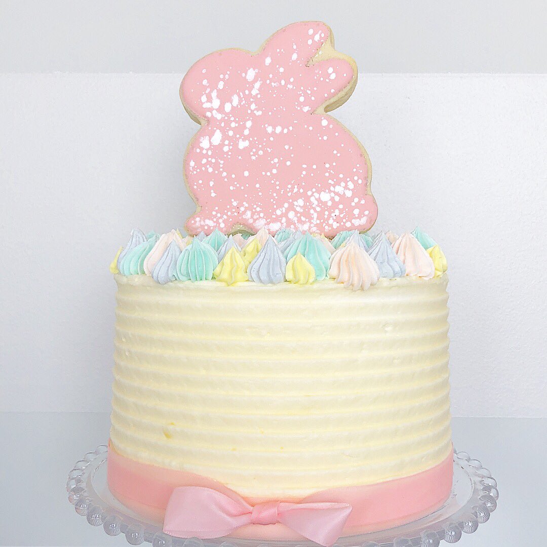 sweetnutfree's tweet photo. EASTER HOLIDAY CAKE! 
Layers of lemon cake and lemon buttercream finished with pretty pastels and a bunny cookie topper. 
Call the bakery to pre-order before May 26th.
#easter #cake #winnipeg #winnipegbakery #bunny 
More details... https://t.co/Ro18GcNZWX https://t.co/8iQuMKmtJw