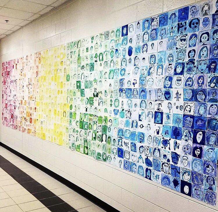 Collaborative artworks!! Cool idea for all students to work towards a common goal and create a unique piece that stands out within the school setting #acuedu_p