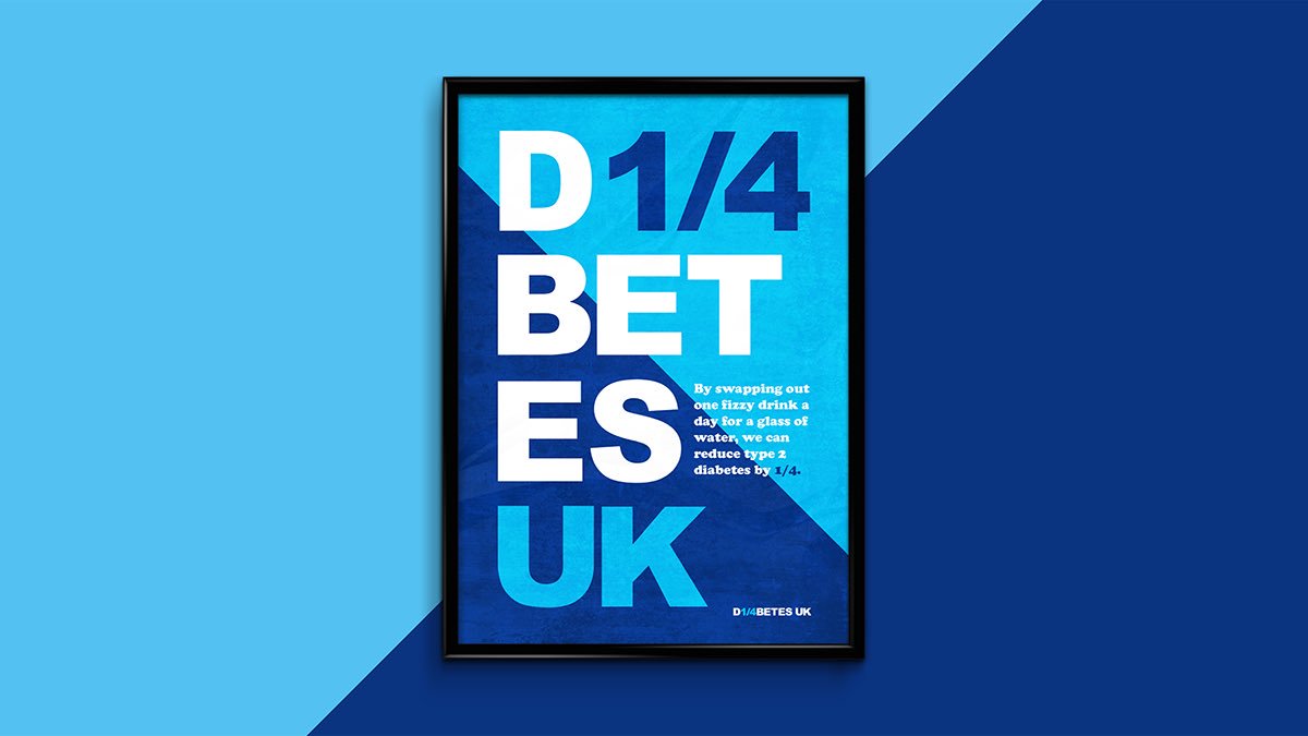 jajbaugh's tweet photo. Here's a series of posters designed for my final minor project in university. 

"D1/4BETES" is a campaign to raise awareness of the negative effects of drinking fizzy drinks, and how the children of the UK's health is at risk.

Full project:
https://t.co/huoUgW3NrD

@DiabetesUK https://t.co/Td2geWaVON