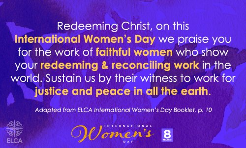 Today is International Women's Day! #IWD2018 #ELCAwomen

Support &amp; empower women leaders: bit.ly/ELCAWomenLeade…