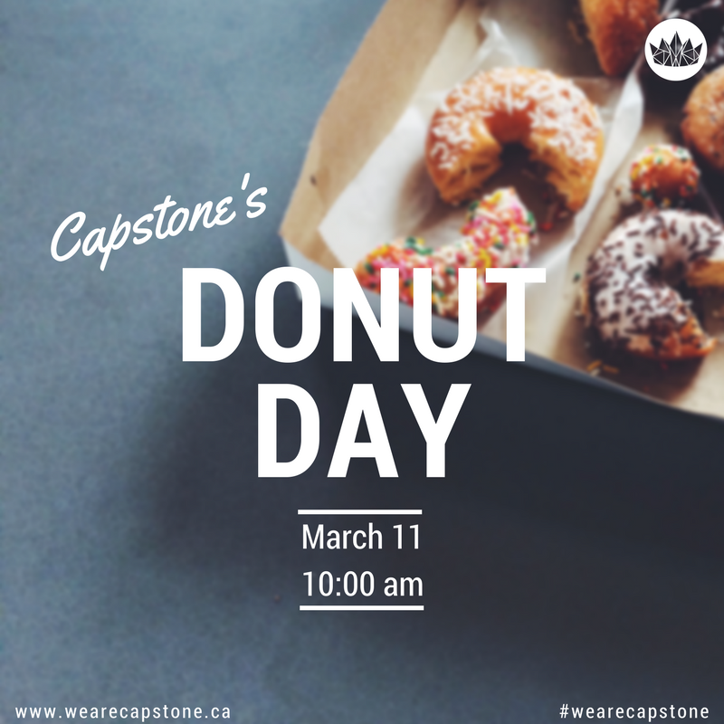 CapstoneYYC's tweet photo. What better way to celebrate Family Day than with DONUT DAY!!  // Turn back the clocks with us this Sunday. Got some delicious local donuts comin' in from Glamorgan Bakery  See you there! Glamorgan Bakery 

#wearecapstone #familyday #donutday #donuts https://t.co/PSowykKGtH