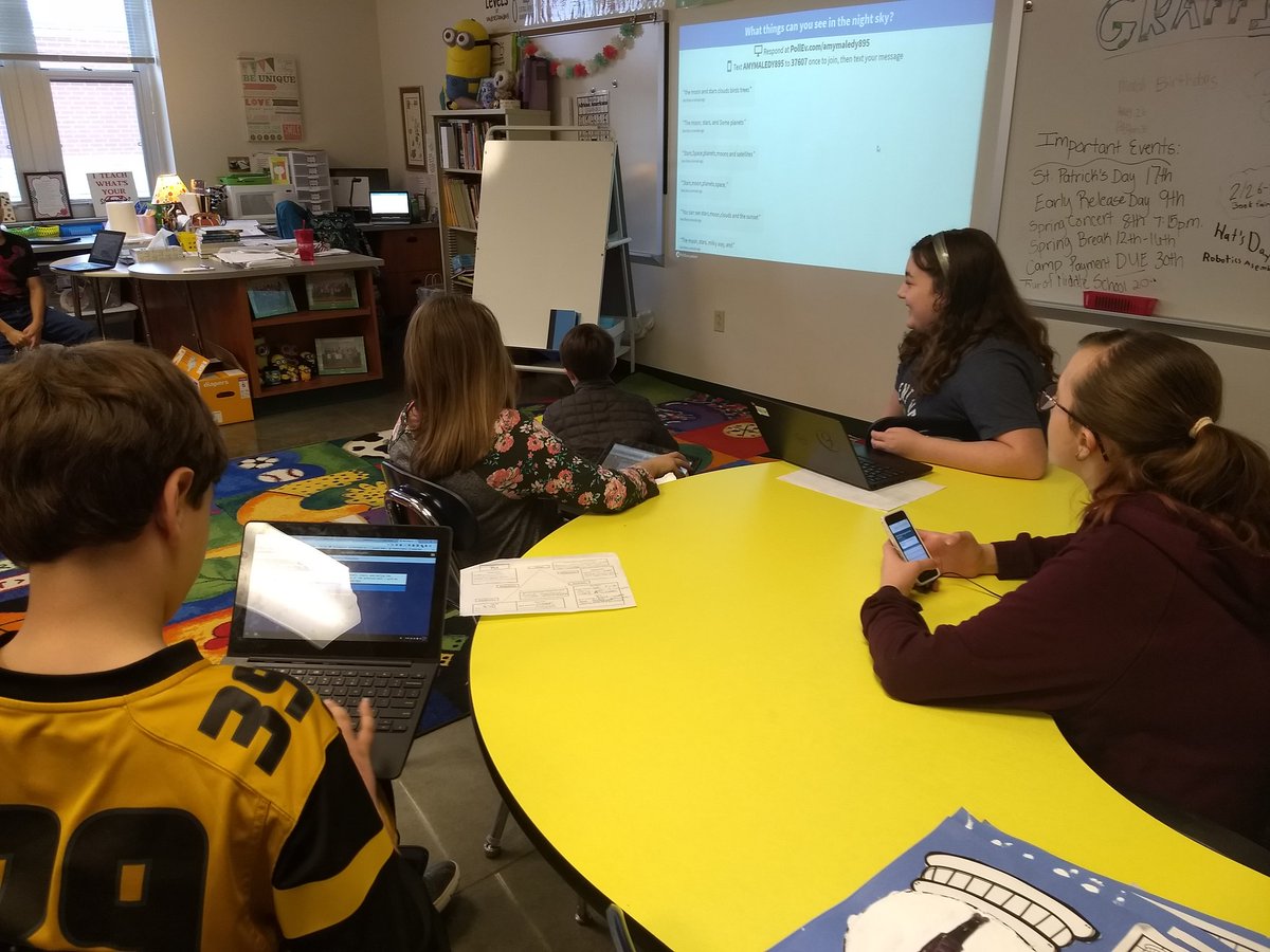 amymaledy's tweet photo. I'm always looking for new ways to engage students. Today we tried Poll Everywhere during science. Success! Ss liked having the option of texting their response to the question. #OFarmDES #pollev #5thgrade https://t.co/IImIzvzZSI