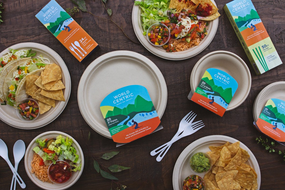 WorldCentric's tweet photo. We have a fresh new look! Today we announced our NEW retail packaging and brand identity! Come see for yourselves at @expowest #2526. https://t.co/ewubiZQREj #worldcentric #expowest #NPEW #retail #packaging #socialenterprise #bcorp #compostables https://t.co/6T8Y4mZRMu
