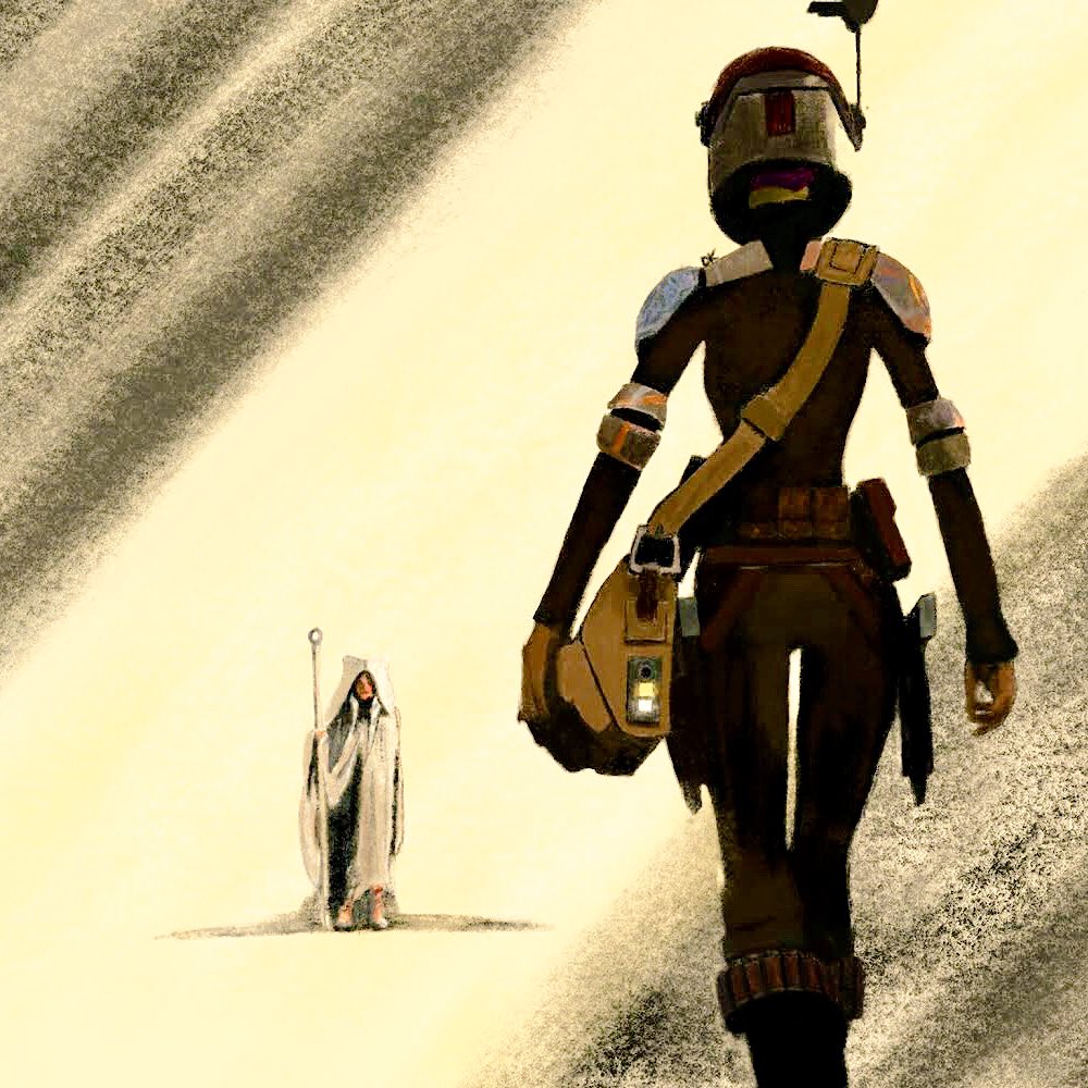 DanielKennedyDK's tweet photo. How amazing was that Star Wars Rebels finale and epilogue? Loved this scene so much I instantly painted it on my iPad using charcoal brushes. Now officially obsessed with them. #StarWarsRebels https://t.co/F5r4QsnU5F