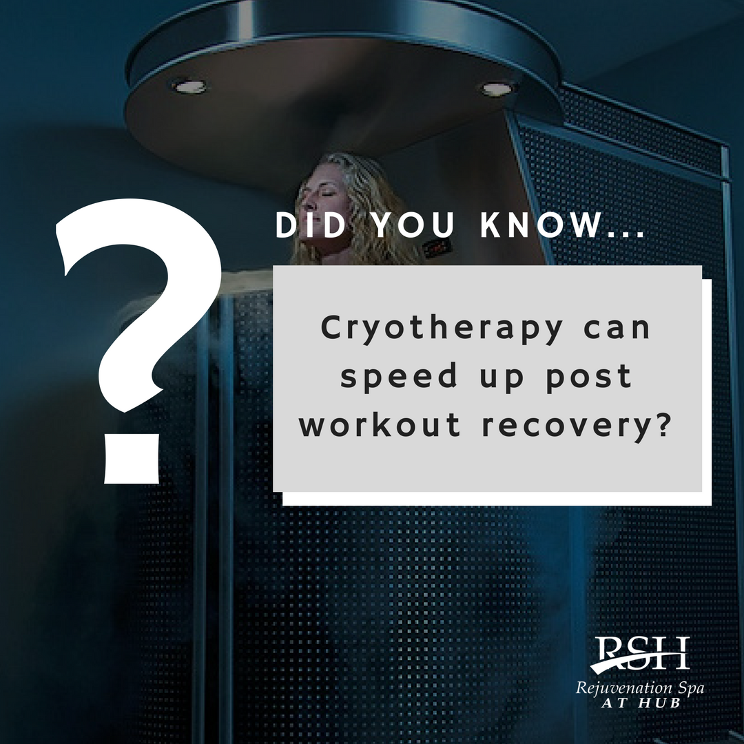 Cyotherapy is recommended as a post-workout remedy that can help you repair muscle tissue and speed recovery after a set of punishing squats or race training. Book an appointment by calling (925) 523-3525 or email us at rejuvenation@hub925.org #cryo #cryotherapy #spaathub