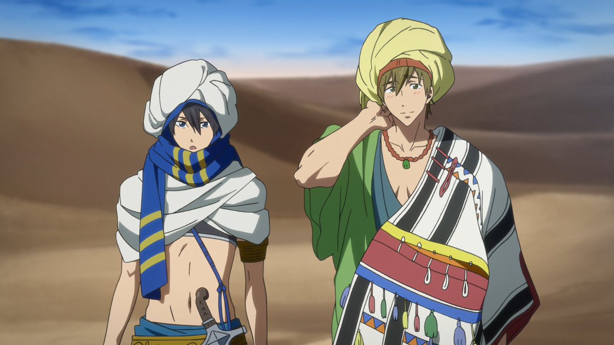 Funimation's tweet image. Just ONE WEEK until Free! -Take Your Marks- SPLASHES FREE into theaters! (Yes, this actually happens in the movie 😍) OUR BODIES ARE READY. Are you excited to see these boys again? #FreeTYM