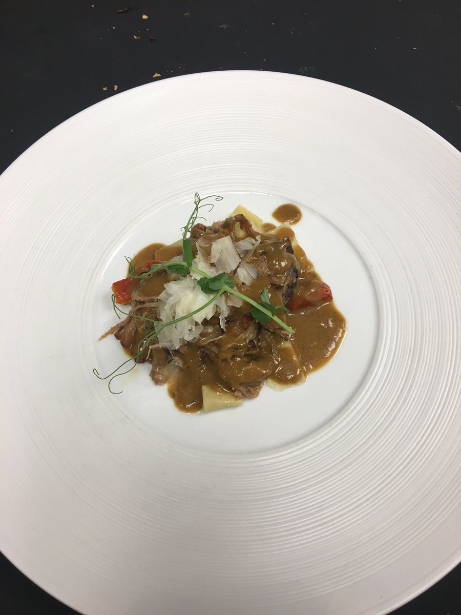 cheffie1342's tweet photo. Forest at Duke Encore Dinner mushroom risotto and shrimp- veal ragout- ricotta pistachio cheesecake https://t.co/na9YPvJyFo