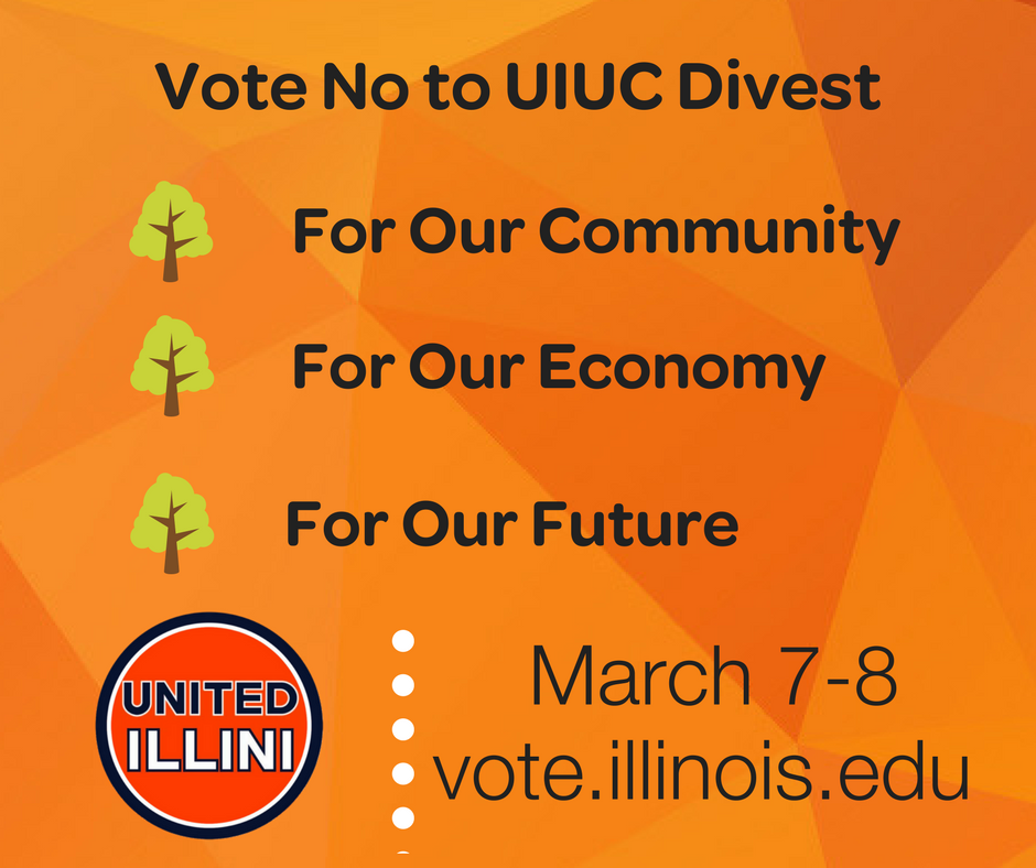 Today is your last day to vote NO to divestment. Voting ends at midnight tonight. 

🗳✅Vote NO at vote.illinois.edu