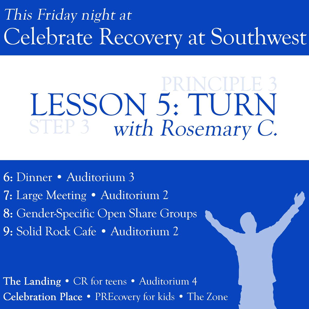 cratsouthwest's tweet photo. Many of us in Celebrate Recovery have turned our lives over to Jesus Christ. But, have we turned our wills over to our Lord and Savior? It takes daily commitment. In this lesson, we will learn how to surrender our will to Jesus. #CRatSouthwest #turn https://t.co/RSGekpEG5Y