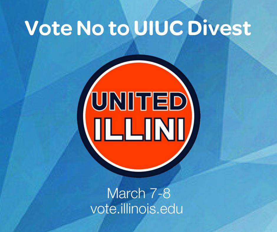 Don't forget to vote NO to divestment at vote.illinois.edu!