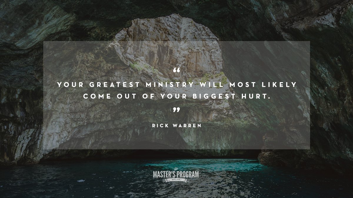 mastersonline_'s tweet photo. "Your greatest ministry will most likely come out of your greatest hurt." ~ Rick Warren
#themastersprogram #mastersonline #TMP #truth #purpose #discover #create #mentor #leadership #RickWarren https://t.co/nZUOagnHjk