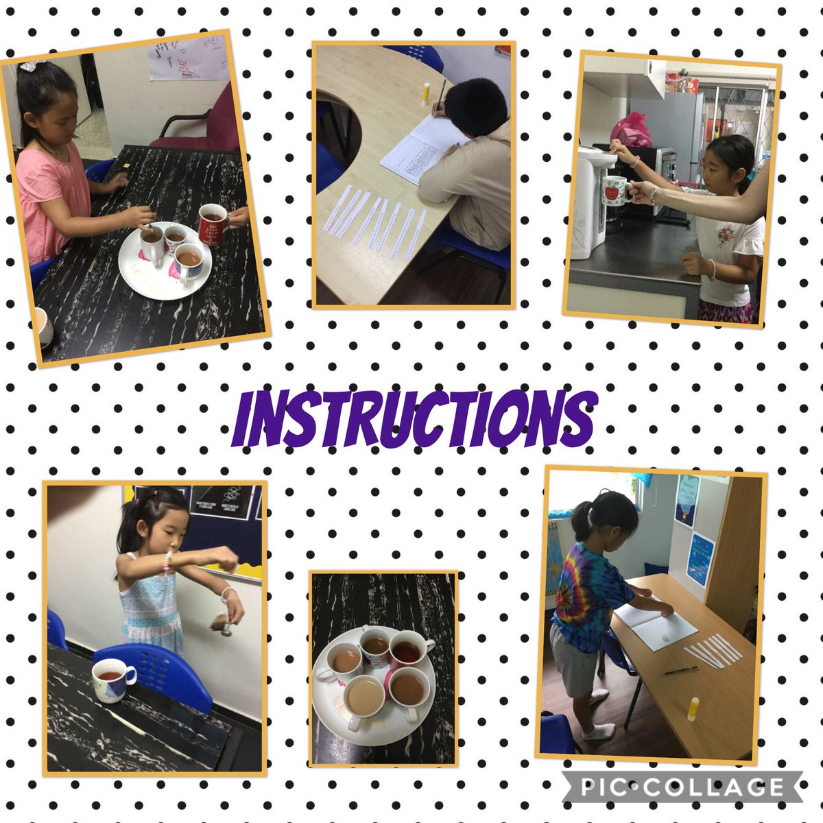 MsLucyKtn's tweet photo. What better way to warm up on a rainy day than... a cup of tea! Sequencing our instructions in English today #GISLearning #GISKuantan #handsonlearning https://t.co/uNTIyezX8h