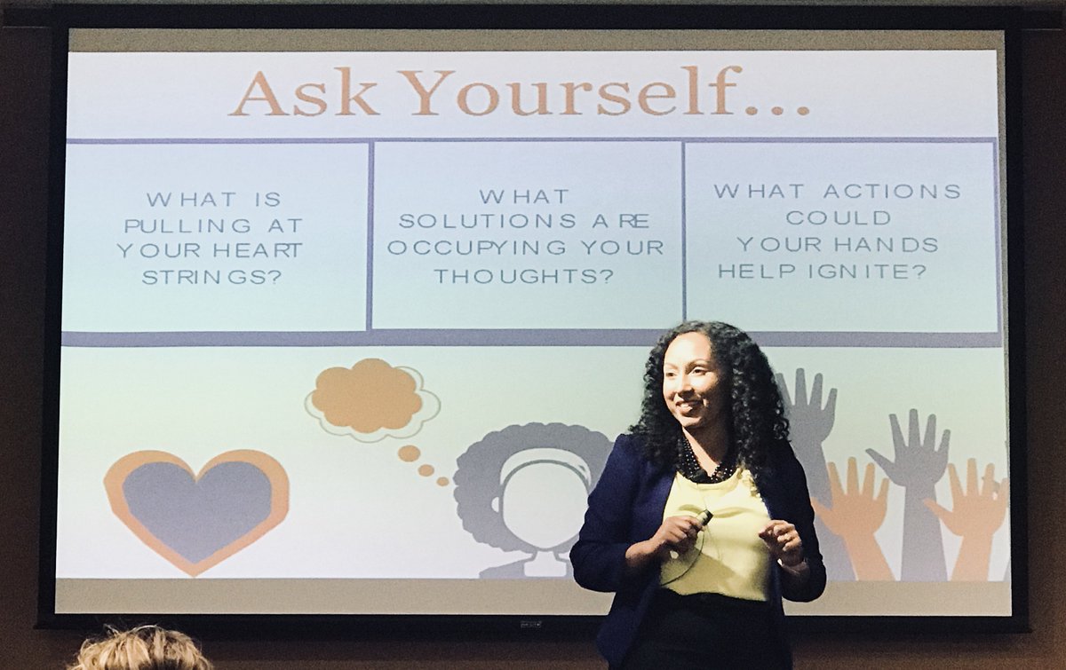 AlvernoSchOfEdu's tweet photo. .@Deannasingh1 finishes her presentation at @AlvernoCollege, charging her audience with three key questions to “change the narrative, and change the world.” https://t.co/dLVkolO5Qj