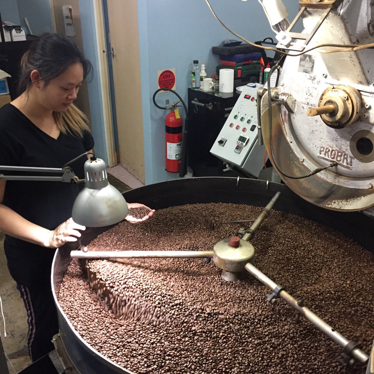 Coffee_Alchemy's tweet photo. A woman's place is...wherever we want to be! In front of the roaster, at the bar, among coffee trees, wherever! Because we're good at it! https://t.co/zM8LOzxkeq