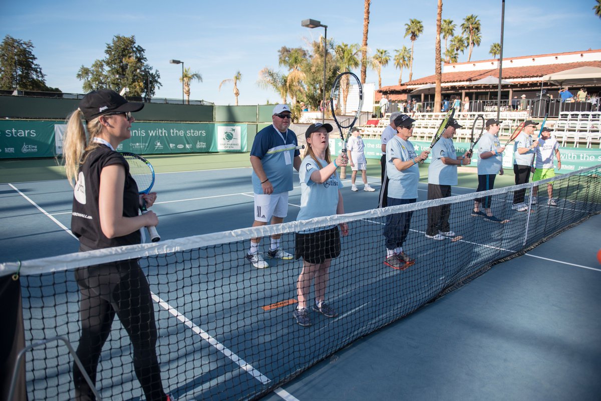 ACEingAutism's tweet photo. It was great to have the @DesertArc athletes join us at #tenniswiththestars for our annual @aceingautism clinic with @BNPPARIBASOPEN @cdrysdaletennis @OmniRanchoLP - We had so much fun! π #ACEingAutism #DesertArc πΈ @alexhuggan #BNPPO18 #Tennis https://t.co/RZuFmCQo80