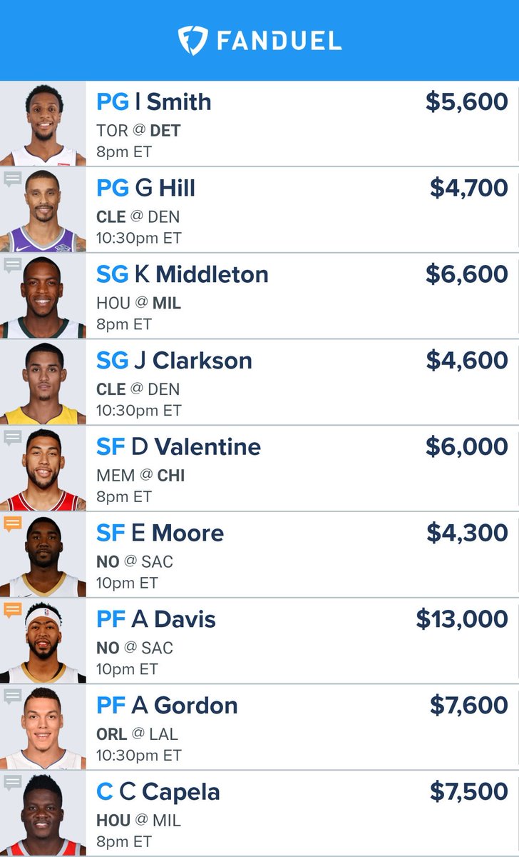 EliteDFSGurus's tweet photo. 8PM slate!!! Let's go!!! #NBA #Fanduel https://t.co/dlQxXq97We