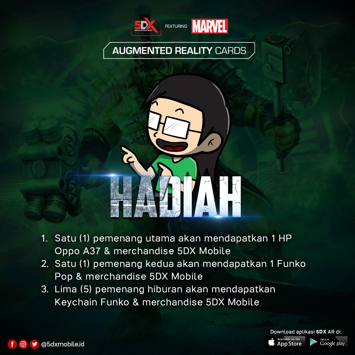 5dxmobile's tweet photo. Ini dia kuis yang ditunggu-tunggu, Sob. Yuk, follow dulu @5dxmobile.id lalu cek akun Instagram @fergiejnx untuk mekanisme kuisnya yaa!

#5DXGiveawayHP #HeroGue https://t.co/HwTisy4dyA