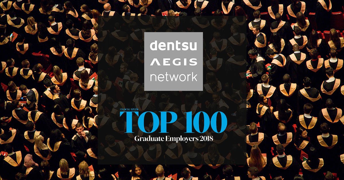 dentsuANZ's tweet photo. GRADUATES | @DentsuAegisANZ just made 22 on @FinancialReview Top 100 Graduate Employers 2018 list. So if you are passionate about starting your career with a global network then we want to hear from you! https://t.co/32ifRAQ2VX https://t.co/RvOr4USX4x