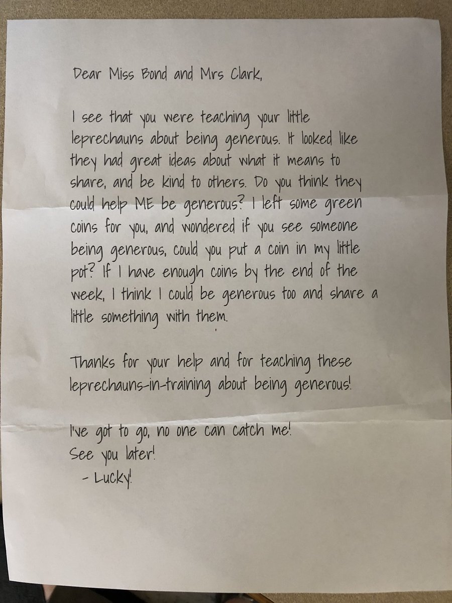 MissBond15's tweet photo. Our classroom got broken into last night by a mischievous, little leprechaun named Lucky O’Rainbow! He is encouraging our Year 1s &amp; 2s to practice our Fruit of the Holy Spirit, Generosity, to teach him how to share his gold! #sccdsb #kinderfun #stpatricksday #leprechauntricks https://t.co/MIbnSy0nPS