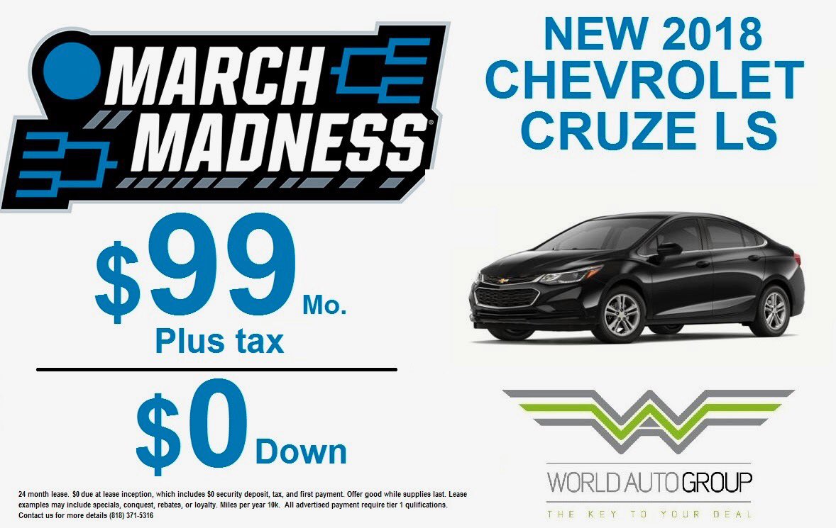 WorldAutoLease's tweet photo. It’s back! 2018 #Chevy #Cruz Ls 🚗🚗 #MarchMadness #WorldAutoGroup #AutoLeasing #Glendale #Pasadena #LA #Hollywood #CA #CarLovers #CarSales #Igdaily #AnyMakeAnyModel https://t.co/GDXz3BHNY6