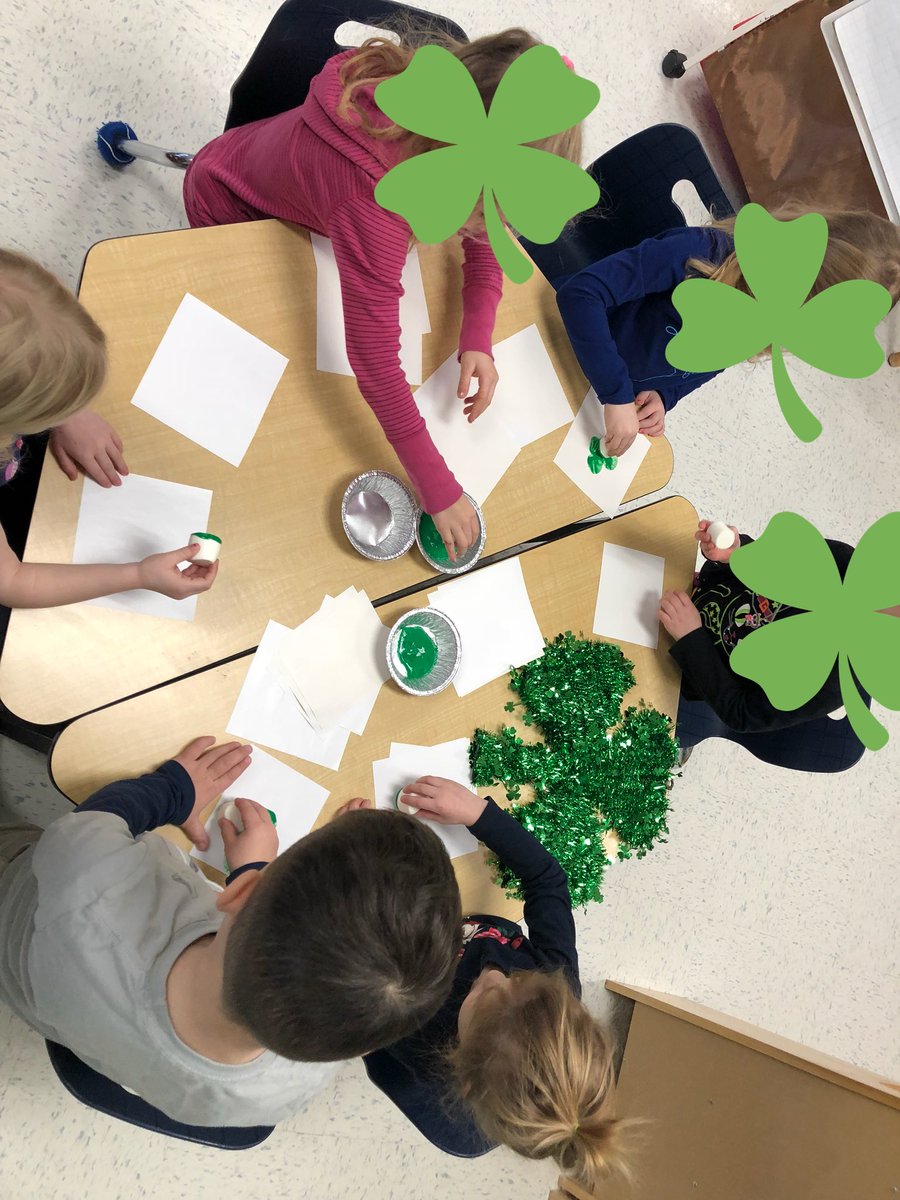 MissBond15's tweet photo. Our friends didn’t seem to mind the break in though, in fact they were BEYOND excited! This led us to inquire about leprechauns, shamrocks, read the story “How to Catch a Leprechaun”, build some leprechaun traps &amp; make 🍀 by painting with marshmallows! #sccdsb #kinderfun https://t.co/bXPqm4QBws
