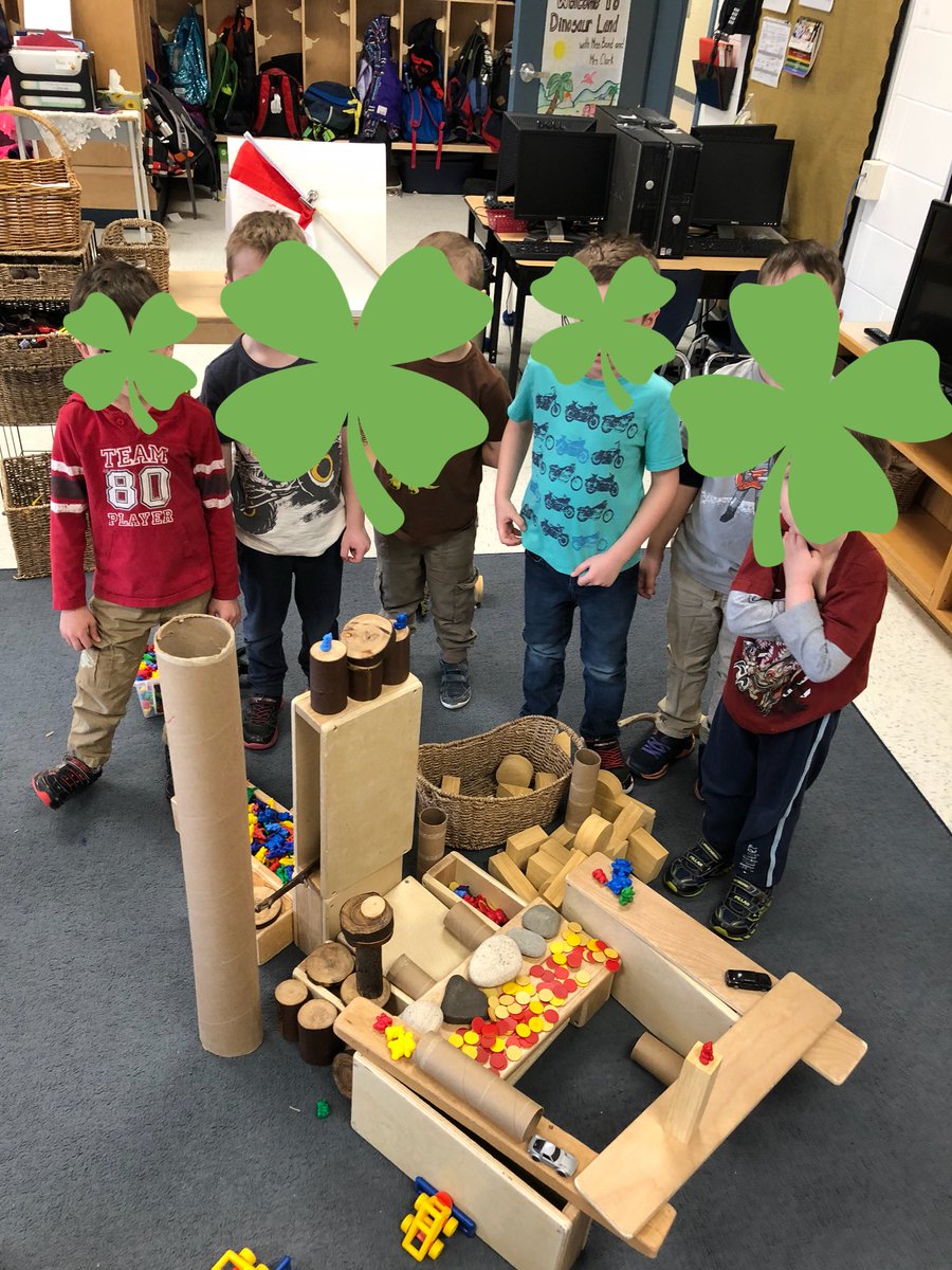 MissBond15's tweet photo. Our friends didn’t seem to mind the break in though, in fact they were BEYOND excited! This led us to inquire about leprechauns, shamrocks, read the story “How to Catch a Leprechaun”, build some leprechaun traps &amp; make 🍀 by painting with marshmallows! #sccdsb #kinderfun https://t.co/bXPqm4QBws