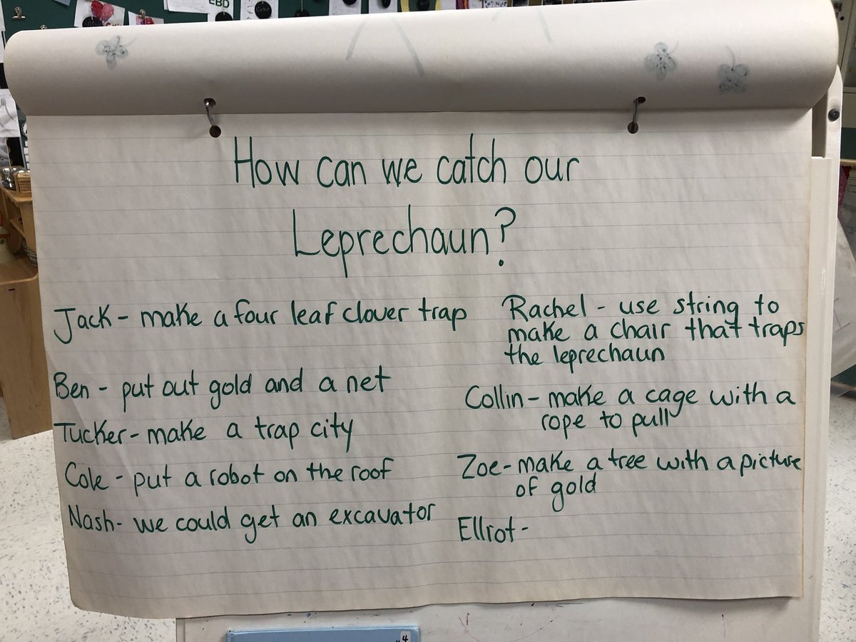 MissBond15's tweet photo. Our friends didn’t seem to mind the break in though, in fact they were BEYOND excited! This led us to inquire about leprechauns, shamrocks, read the story “How to Catch a Leprechaun”, build some leprechaun traps &amp; make 🍀 by painting with marshmallows! #sccdsb #kinderfun https://t.co/bXPqm4QBws