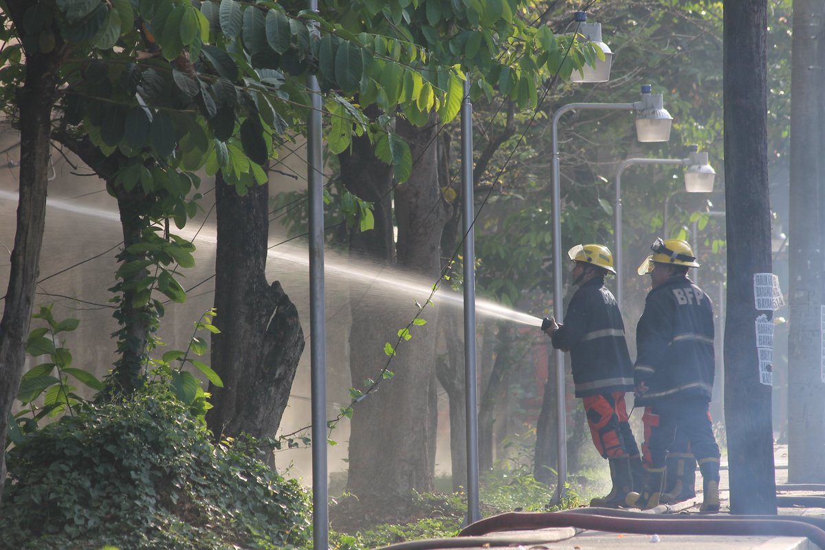 phkule's tweet photo. The UP Shopping Center was razed by fire today.

The fire started around 7:15AM, reached the second alarm, and has been put under control by 9AM. Authorities have yet to confirm how the fire broke out. The SC is now the 4th building in UPD to be devastated by fire in 3 years. https://t.co/VII8uILWio