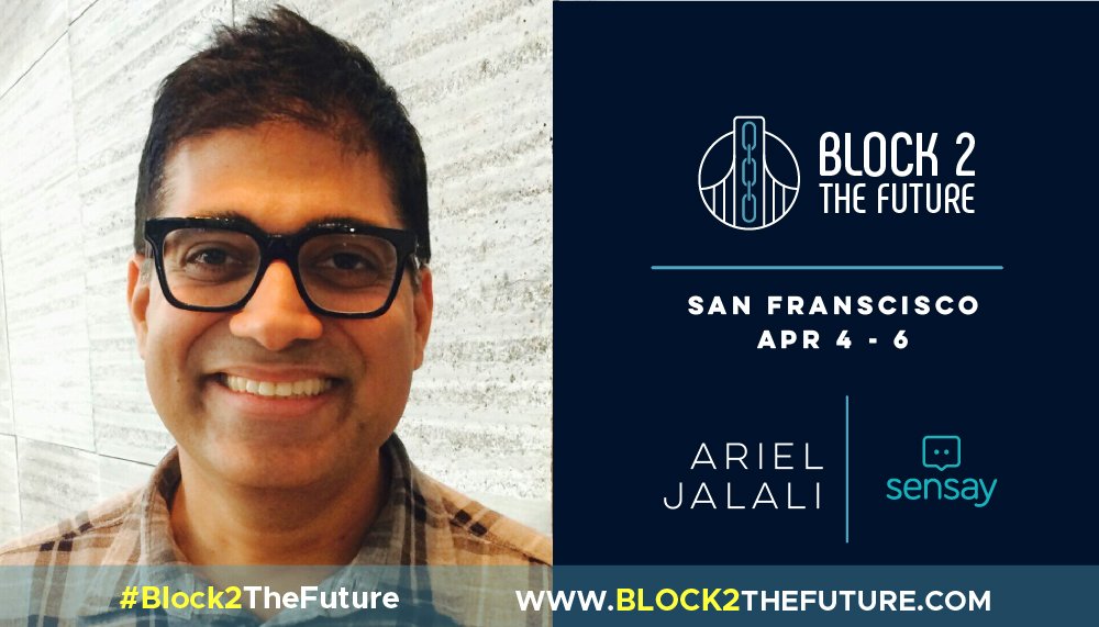 Block2TheFutur's tweet photo. @arieljalali from @sensay will talk in #BLOCK2TheFuture about blockchain based smart contracts in chats such as @skype, @telegram, @messenger &amp; rewards humans for the contributions they make to one another conversationally.

Join us on a warship: https://t.co/qKoyJuwWlD https://t.co/8P7xSozIC4