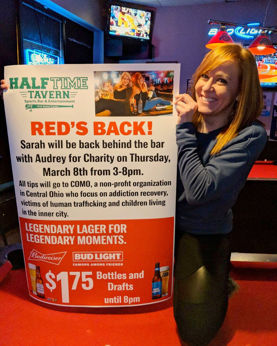 LoveYourRedness's tweet photo. Tomorrow is the day, my big Charity Event!!! I already have a $500 donation... Let's see if we can triple that tomorrow! Come on out and support a fantastic cause! #COMOColumbus #BackBehindTheBar #RedIsBack #HalftimeGirls #HalftimeTavern #TipsForCharity #HappyHour https://t.co/AJzBPVrbPg