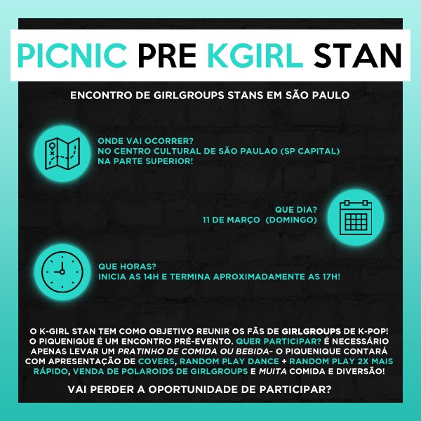 KGIRL_STAN's tweet photo. ✨ PIQUENIQUE PRÉ K-GIRL STAN! ✨

Mais informações na imagem e nos tweets resposta~! https://t.co/9FK4I45MNe