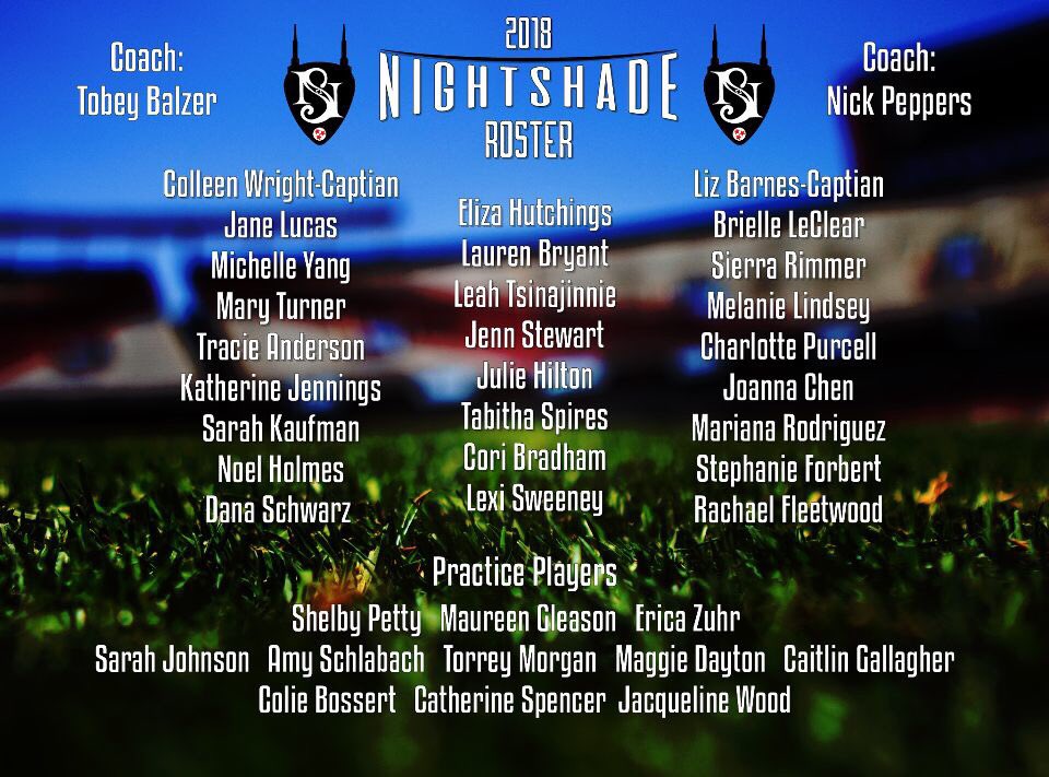 NashNightShade's tweet photo. After much deliberation, here is your 2018 inaugural NightShade roster... #TheFutureisFemale @NashNightWatch https://t.co/Nbw2qk6OrL