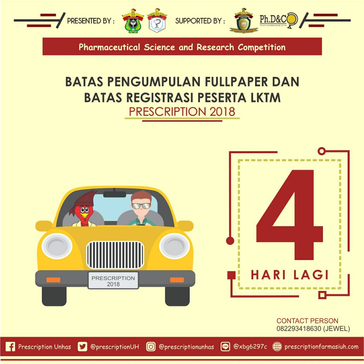 Assalamualaikum wr. wb.
Hi Sahabat Prescription

Waktu pengumpulan full paper bagi peserta LKTM yang telah dinyatakan lulus seleksi Abstrak sisa 4 Hari lagi.
Pengumpulan full paper akan ditutup pada 12 Maret 2018 pukul 12.59 WIB

Learning never exhaust the mind-Leonardo Da Vinci