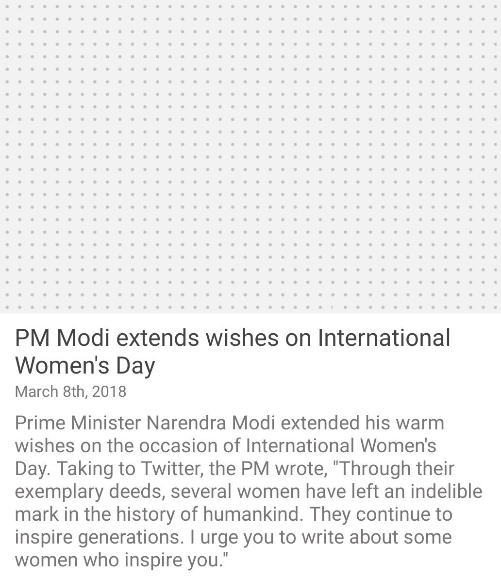 PM Modi extends wishes on International Women's Day
 via NMApp