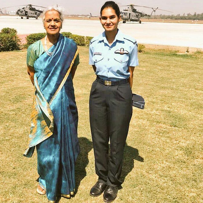 #PadmaBandopadhyay - the senior most woman officer of the #IndianAirForce with #AvaniChaturvedi , India's first woman fighter pilot 
#WomensDay #WomenPower