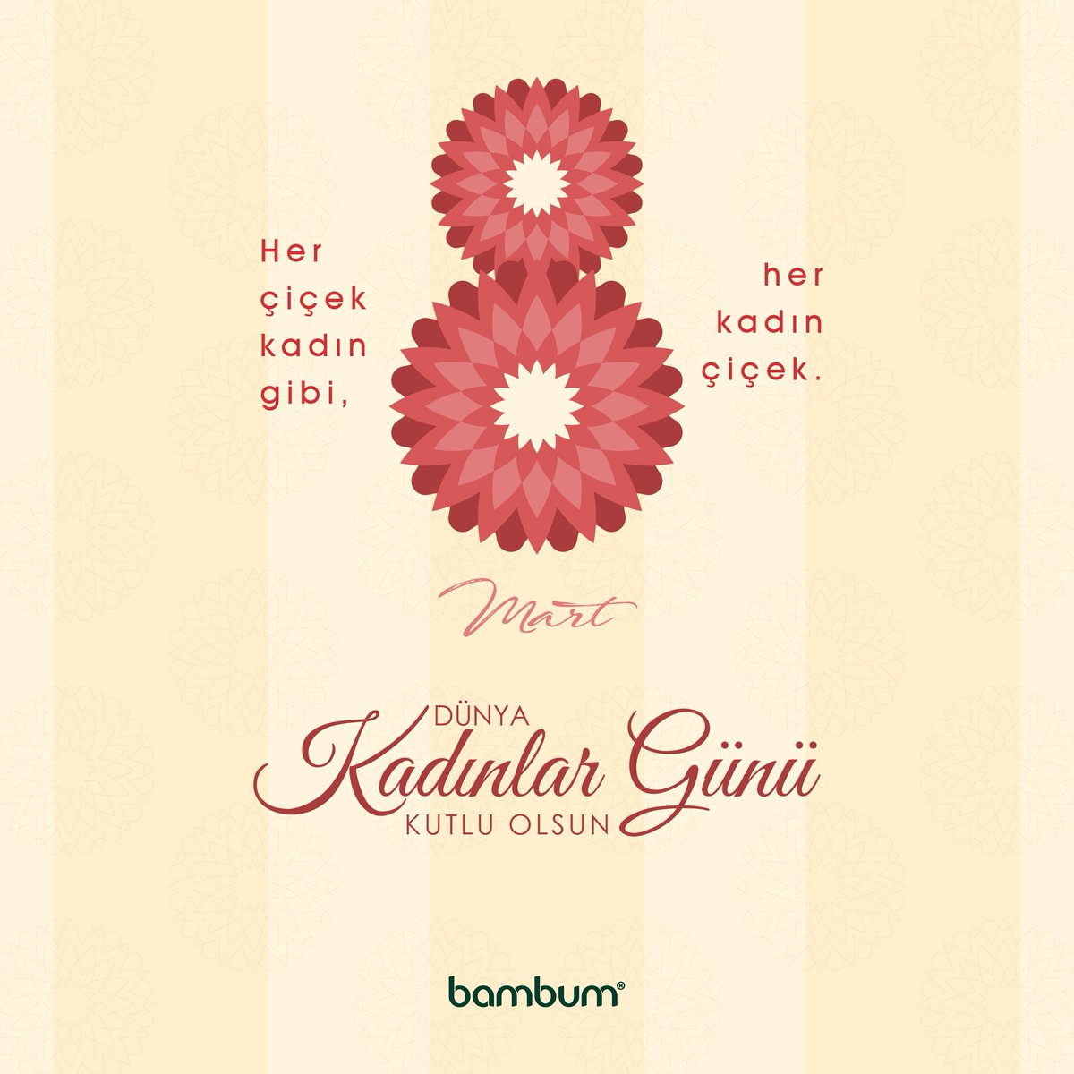 Her çiçek kadın gibi, her kadın çiçek. 
8 Mart Dünya Kadınlar Günü'nüz Kutlu Olsun 🌹🌼
#8MartDünyaKadınlarGünü