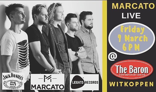Are you ready Fourways? We will be at The Baron on Witkoppen this Friday 9th of March. #GigTime #VredeVirAlmal #MusoLife #Marcato <a href="/Marcatoband/">Marcato Band</a> <a href="/pietermarcato/">Pieter Marcato</a> <a href="/BenMarcatoband/">Ben van Zyl</a> <a href="/Legatoartists/">LegatoRecords</a> <a href="/kykNETtv/">kykNET TV</a> <a href="/AfrikaansM/">Afrikaanse Musieknuus</a> <a href="/AfrIsGroot/">Afrikaans is Groot</a> <a href="/rob/">Rob Schutz</a>
