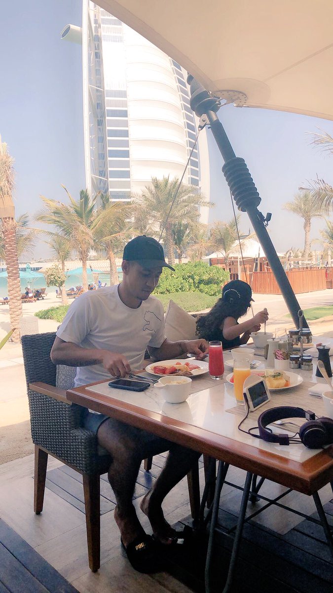Breakfast with a view #burjelarab#seafront#dubai#jumeirah#lifeafterfootball#God is Great