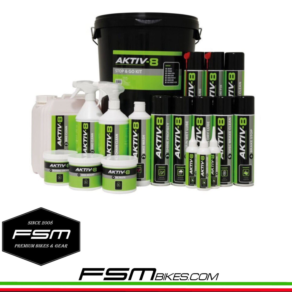 Now in store &amp; webshop ....
AKTIV-8 onderhoudsprodukten.     fsmbikes.com