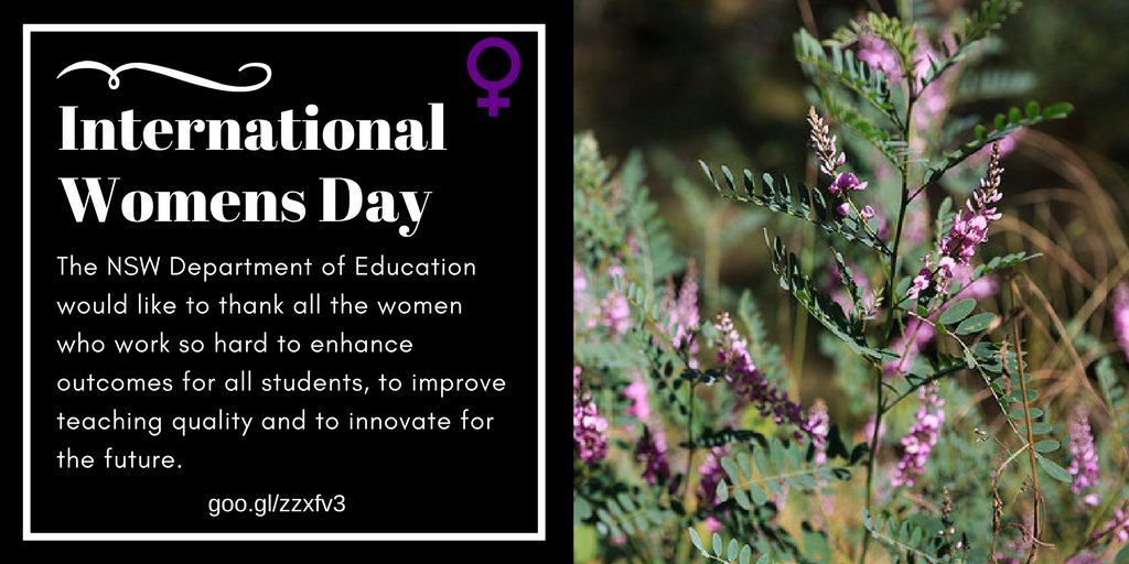 The NSW Department of Education would like to thank all the women who work so hard to enhance outcomes for all students, to improve teaching quality and to innovate for the future. #IWD2018 #NSWteachers goo.gl/zzxfv3