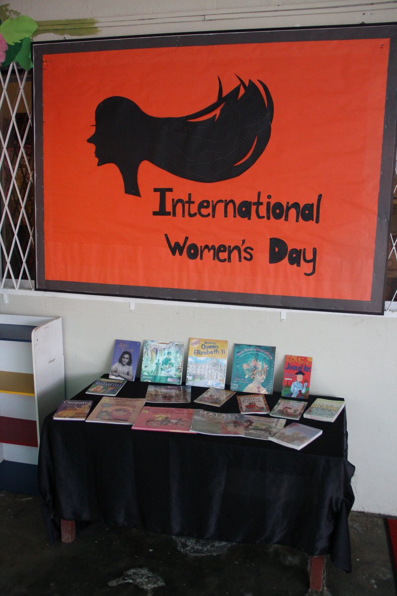 amy2kyo's tweet photo. It's International Women's Day! And the book booth is set up with books about inspirational women around the world. #InternationalWomensDay #GISKuantan #gislearning https://t.co/c0FoF2InMF